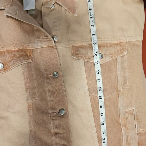 Women’s Topshop Patchwork Denim Pink Jacket Size 8 4 Pockets NWT Chic Country. - Picture 15 of 15